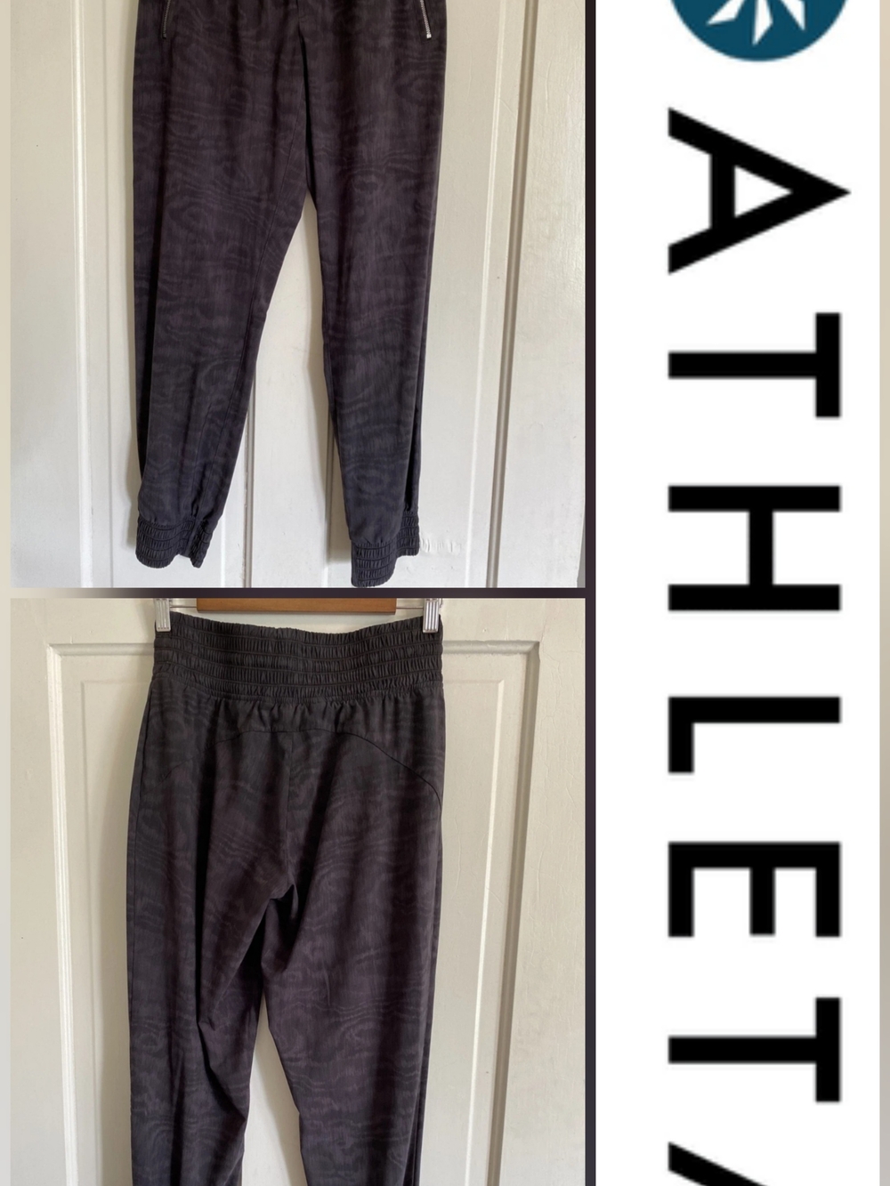 Athleta Camden Print Athletic Jogger Black Grey Pants